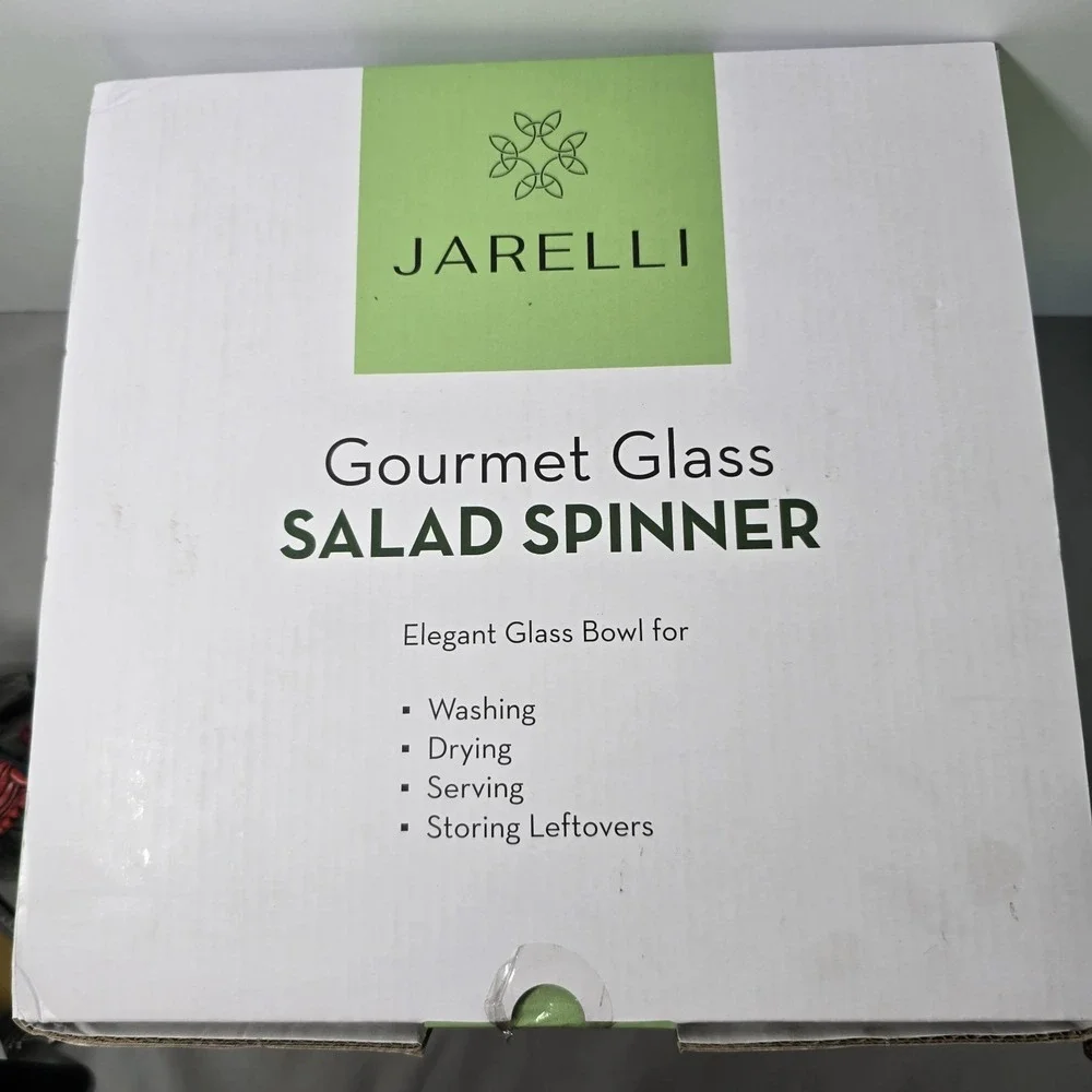 Jarelli Gourmet Glass Salad Spinner NIB 6.3 Quart